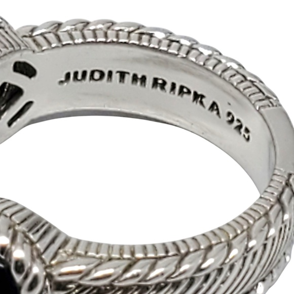 Judith Ripka Sterling Silver Onyx and CZ Ring Size 7 #21032 - Picture 3 of 11